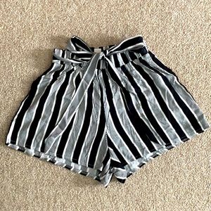 Black and White Striped Shorts